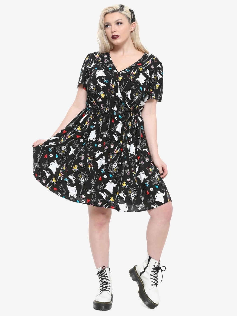 Disney Nightmare Before Christmas Characters Surplice Faux Wrap Dress 3X